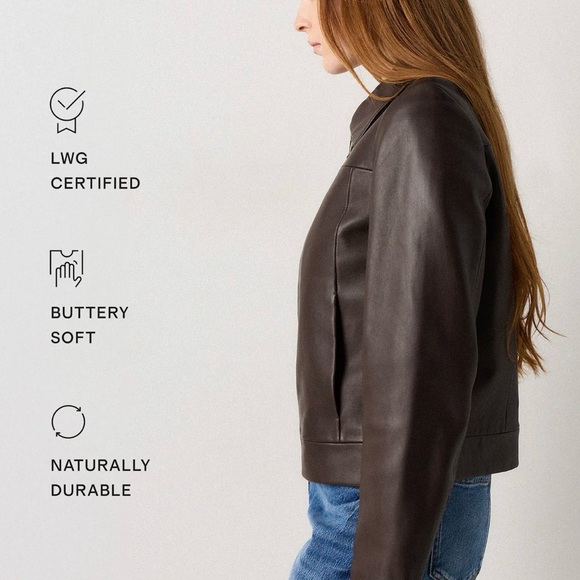 Quince 100% Leather Cropped Zip-Front Jacket - Picture 3 of 5